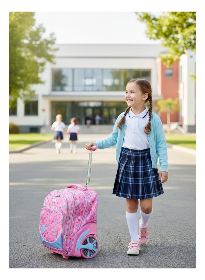 Aspire Books Premium 3-in-1 Big Wheel Trolley Kuromi School Bag Set [E973-18BW3] – Includes Matching Lunch Box & Pencil Pouch – Ergonomic High-Gloss Rolling Backpack for Girls’ Schooling & Outings - Image 2